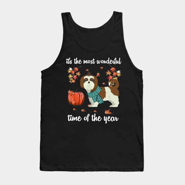 Shih Tzu Dog Autumn Fall Most Wonderful Time Maple Gift Tank Top by AstridLdenOs